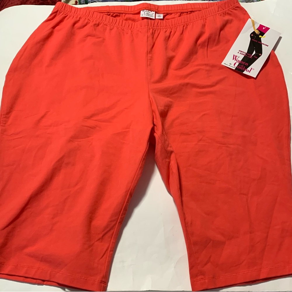 Women with control shape enhancing capri pants coral color size 3XP